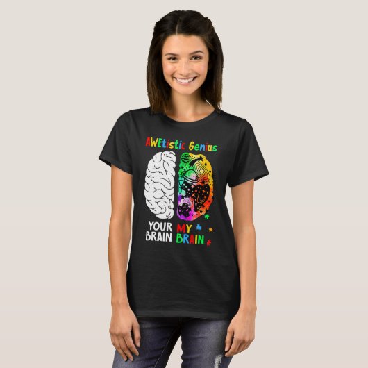 T-shirt Awetistic Genius Brain Autism Awareness Month Puzz (Devant entier)