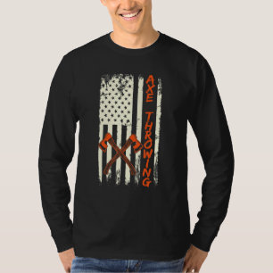 T-shirt Ax Jetant Un Drapeau Américain Jetant Des Axes Ax
