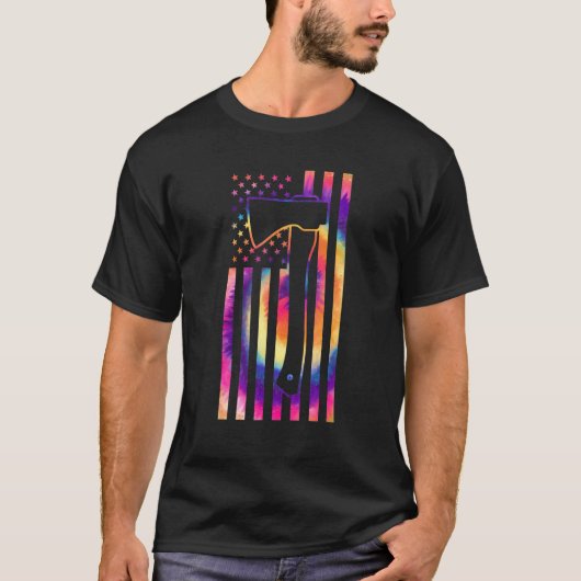 T-shirt Ax Tie Dye American Flag Ax Axes (Devant)