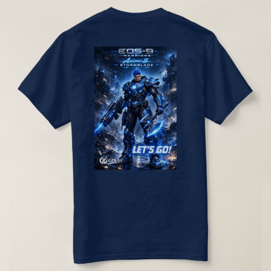 T-SHIRT - AXION-8 STORMBLADE - LAAT HET BEGINNEN! (Design achterkant)