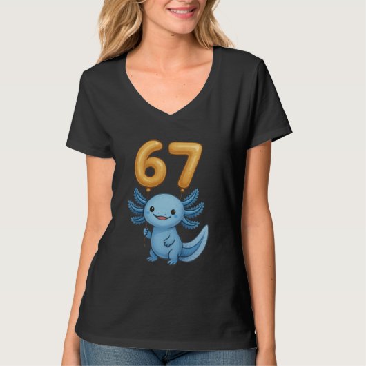 T-shirt Axolotl 67 Meme Six Seven Balloon Funny Gen Alpha  (Devant)