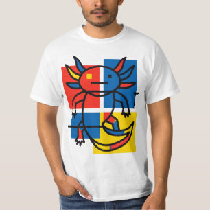 T-shirt Axolotl abstrait Mondrian néoténie minimaliste rét