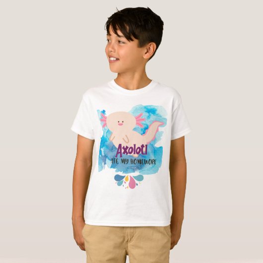 T-shirt Axolotl Ate My Homework, école (Devant entier)