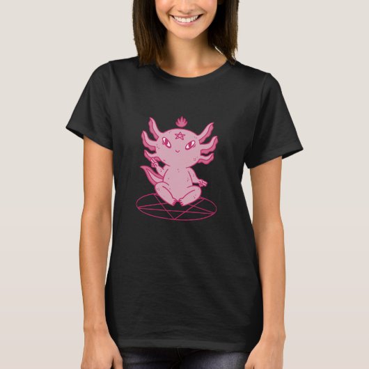 T-shirt Axolotl Baphomet Pagan Noir (Devant)