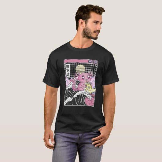 T-shirt Axolotl Boire Banane Lait Kanagawa Vague Anime V (Devant entier)