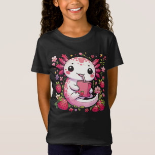 T-Shirt Axolotl Boire du lait de fraise japonais
