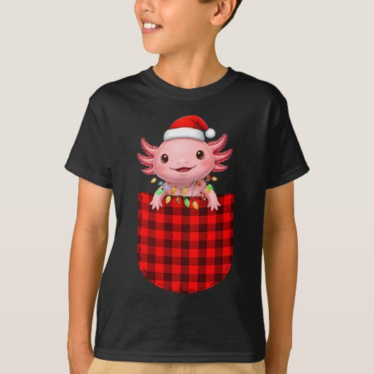 T-shirt Axolotl Buffalo Red Plaid Cket Christmas Funny Men (Devant)