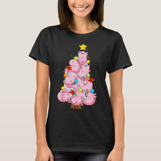 T-shirt Axolotl Christmas Tree Ornament Fish Axolotl Anima (Devant)