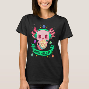 T-shirt Axolotl Dice For Dragons D20 Rpg Gamer Imaginaire