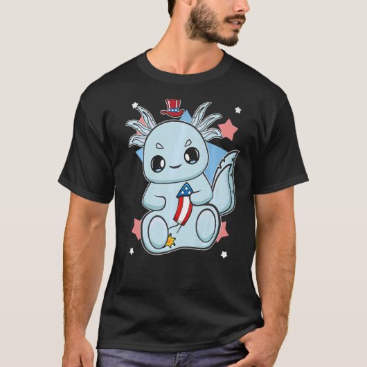 T-shirt Axolotl Directeur Fireworks Pour 4 juillet (Devant)