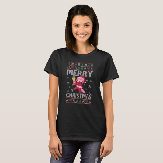 T-shirt Axolotl Douleur moche Funny Noël Snowflakes Sa (Devant entier)