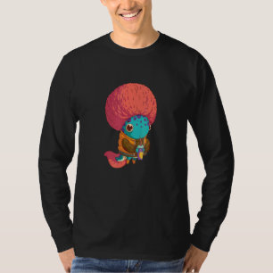 T-shirt Axolotl Kid Avec Une Coupe De Cheveux Afro Rose Bo