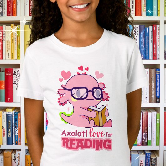 T-Shirt Axolotl Love for Reading Adorable Kid's