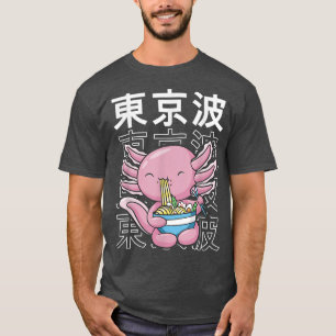 T-shirt Axolotl Manger Ramen Lait Kawaii Ado esthétique En