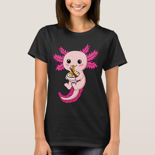 T-shirt Axolotl Manger Ramen Noodles Kawaii Anime Femmes (Devant)
