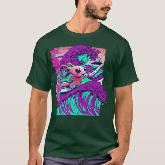T-shirt Axolotl, Mignon Funny Surf Axolotl, Kanji Waves P
