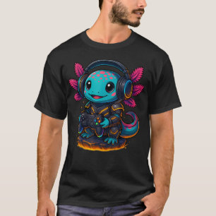T-shirt Axolotl Mignon Jouant Aux Jeux Vidéo Drôle Ax De J