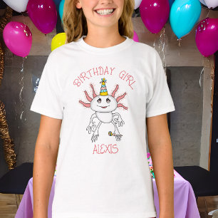 T-shirt Axolotl personnalisé thème d'anniversaire fille