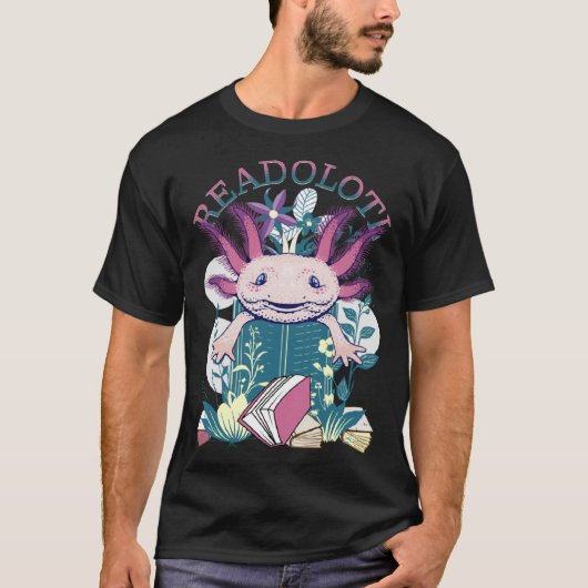T-shirt Axolotl Reading Books Readolotl Cute Axolotl Read  (Devant)