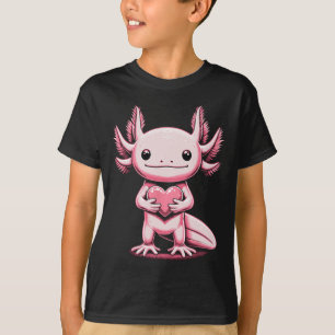 T-shirt Axolotl tenant un cœur pour la Saint-Valentin Cute
