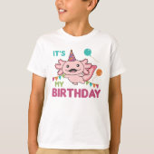 T-shirt Axolotl veut c'est mon anniversaire mignon Axolotl (Devant)