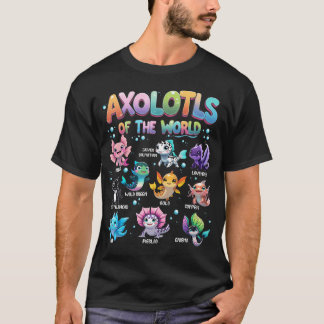 T-shirt Axolotls du monde Kawaii mignon