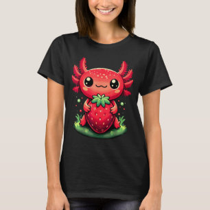 T-shirt Axolotls Mignon Amoureux de Fraises Été Fruit Kawa