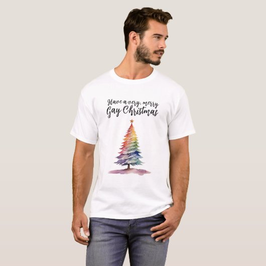 T-shirt Ayez un joyeux arc-en-ciel de Noël gay (Devant entier)