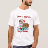 T-shirt Ayez Un Joyeux Doggone Noël Bulldog Lumières (Devant)