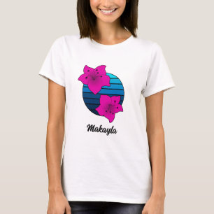 T-shirt Azalée tirée à la main avec coucher de soleil