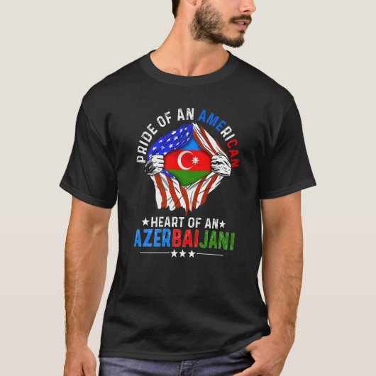 T-shirt Azerbaïdjan American America Pride Étrangère Azerb (Devant)