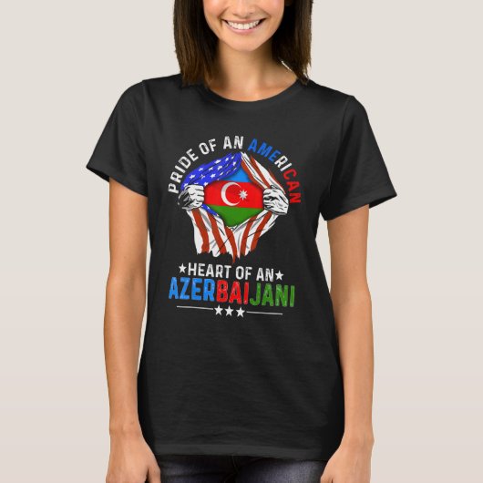 T-shirt Azerbaïdjan American America Pride Étrangère Azerb (Devant)