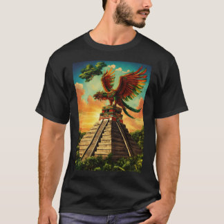 T-shirt Aztec dieu Quetzalcoatl volant sur le sommet de la