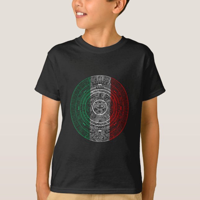 T-shirt Aztec Mexicain Calendrier Mexicain Drapeau (Devant)