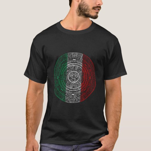 T-shirt Aztec Mexicain Calendrier Mexicain Drapeau (Devant)
