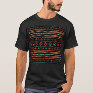 T-shirt Aztec Rusts Turquoise Noir Motifs mélangés Motif