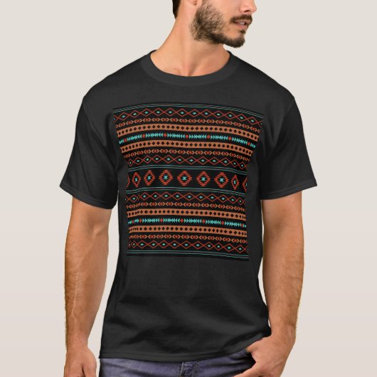 T-shirt Aztec Rusts Turquoise Noir Motifs mélangés Motif (Devant)