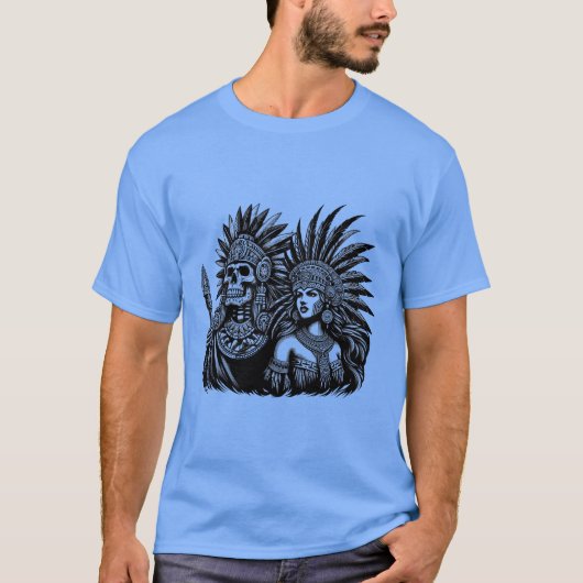 T-shirt Aztec Skeleton Warrior avec Princess (Devant)