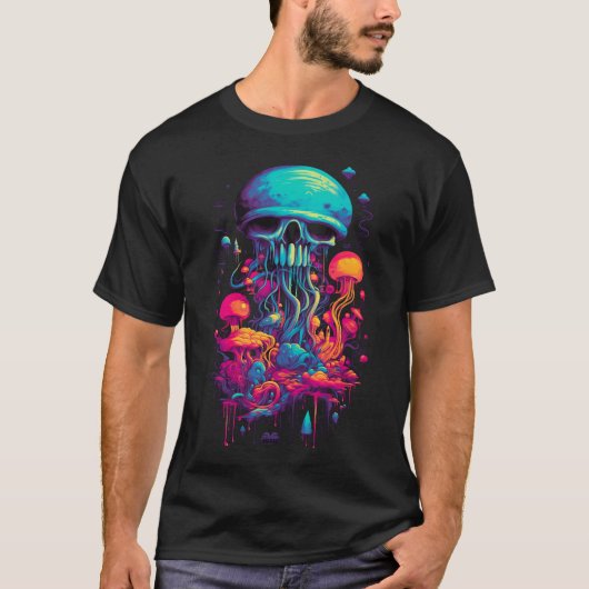 T-shirt Azure Enigma : Crâne de méduse bleue (Devant)