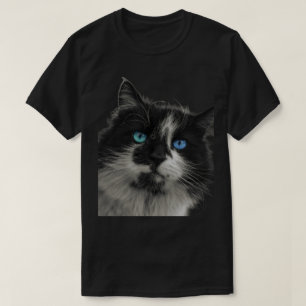 T-Shirt Azure Soul Chat Noir Yeux Bleus