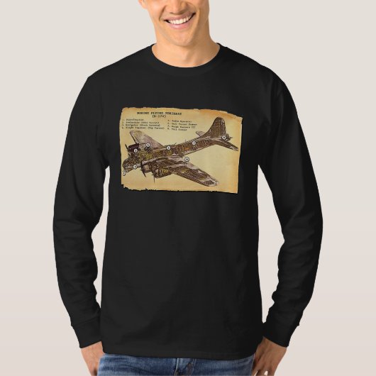 T-shirt B 17 Bomber WWII Flying Fortress Diagram (Devant)
