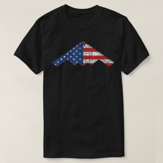 T-shirt B-2 Bomber Stealth Aircraft Schéma American Fla (Design devant)