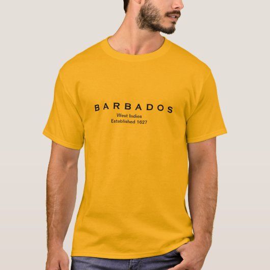T-shirt B A R B A D O S, les Antilles, établies 1627 (Devant)