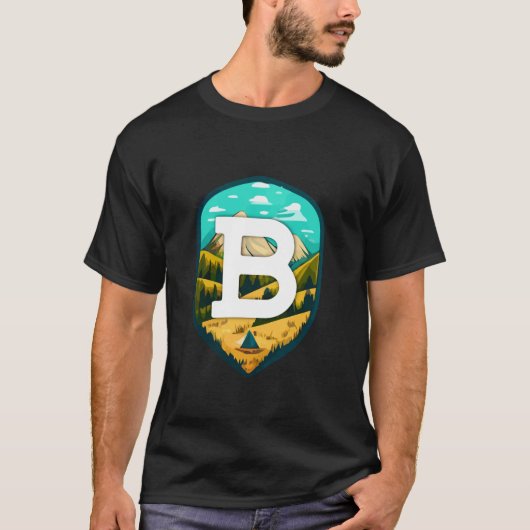 T-shirt B Big Letter Mountain Camping Long Manche T Chemis (Devant)
