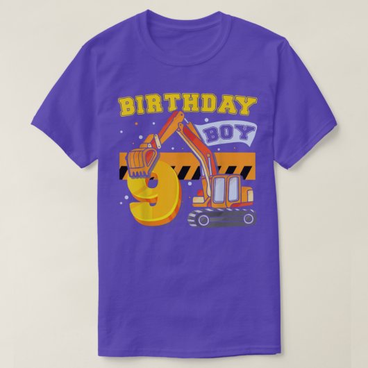 T-shirt B-Day Boy 9 Years Old Digger Builder Construction (Design devant)