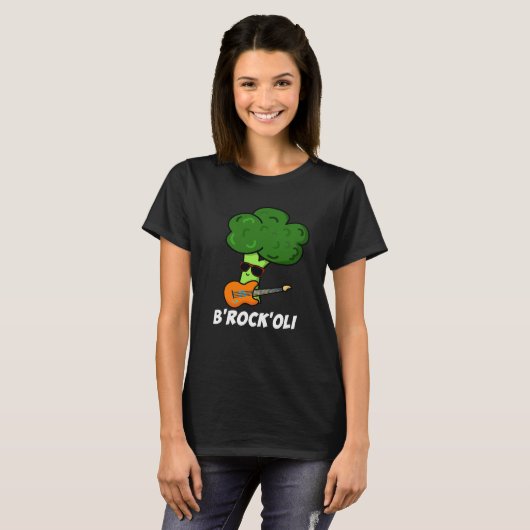T-shirt B-Rock-Oli Funny Rocker Broccoli Pun Dark BG (Devant entier)