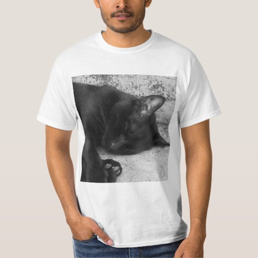 T-shirt B&W - Cat Sleeping (Devant)