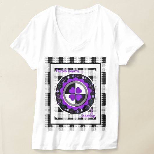 T-shirt B&W Purple Hearts Beating (Poser)