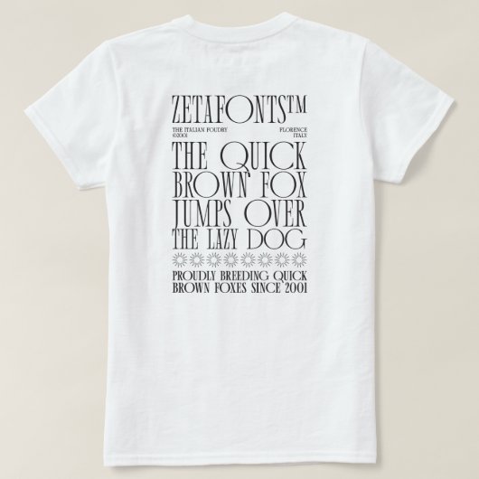 T-Shirt (B) - Zetafonts Pangramme (Design dos)
