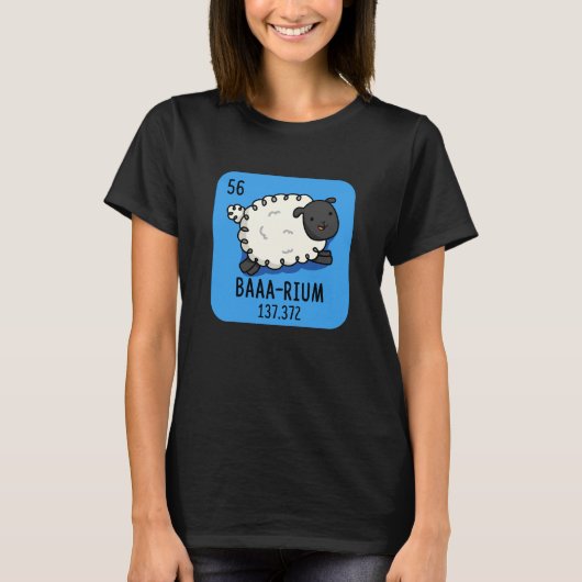 T-shirt Baa-rium Funny Sheep Chimie Pun Dark BG (Devant)
